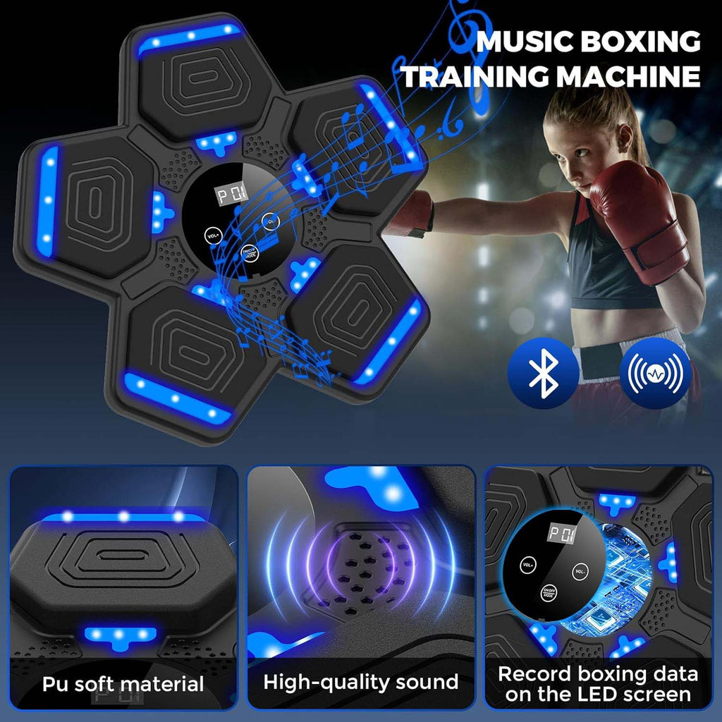 Smart Bluetooth Music Boxing Machine with Gloves – Wall-Mounted LED Punching Target for Home Workouts