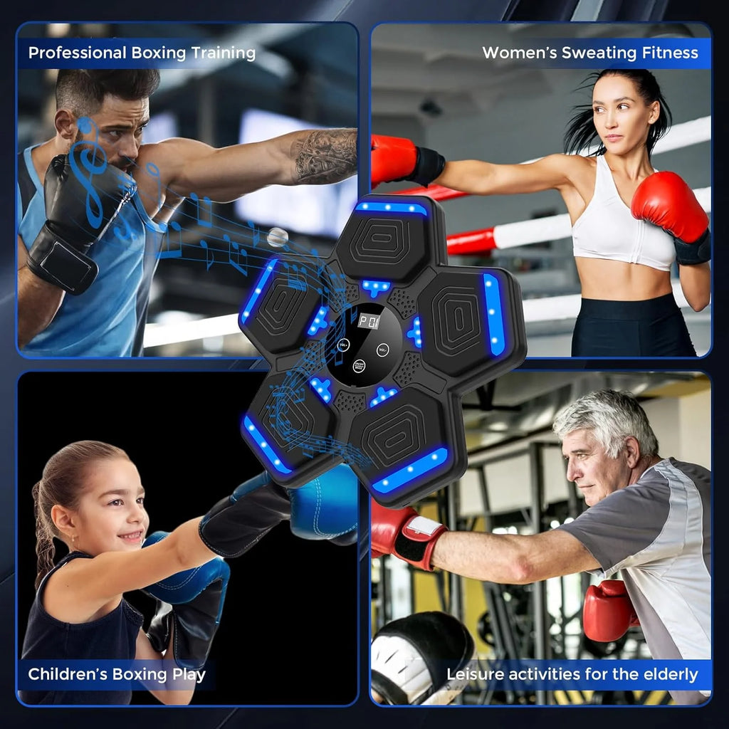 Smart Bluetooth Music Boxing Machine with Gloves – Wall-Mounted LED Punching Target for Home Workouts