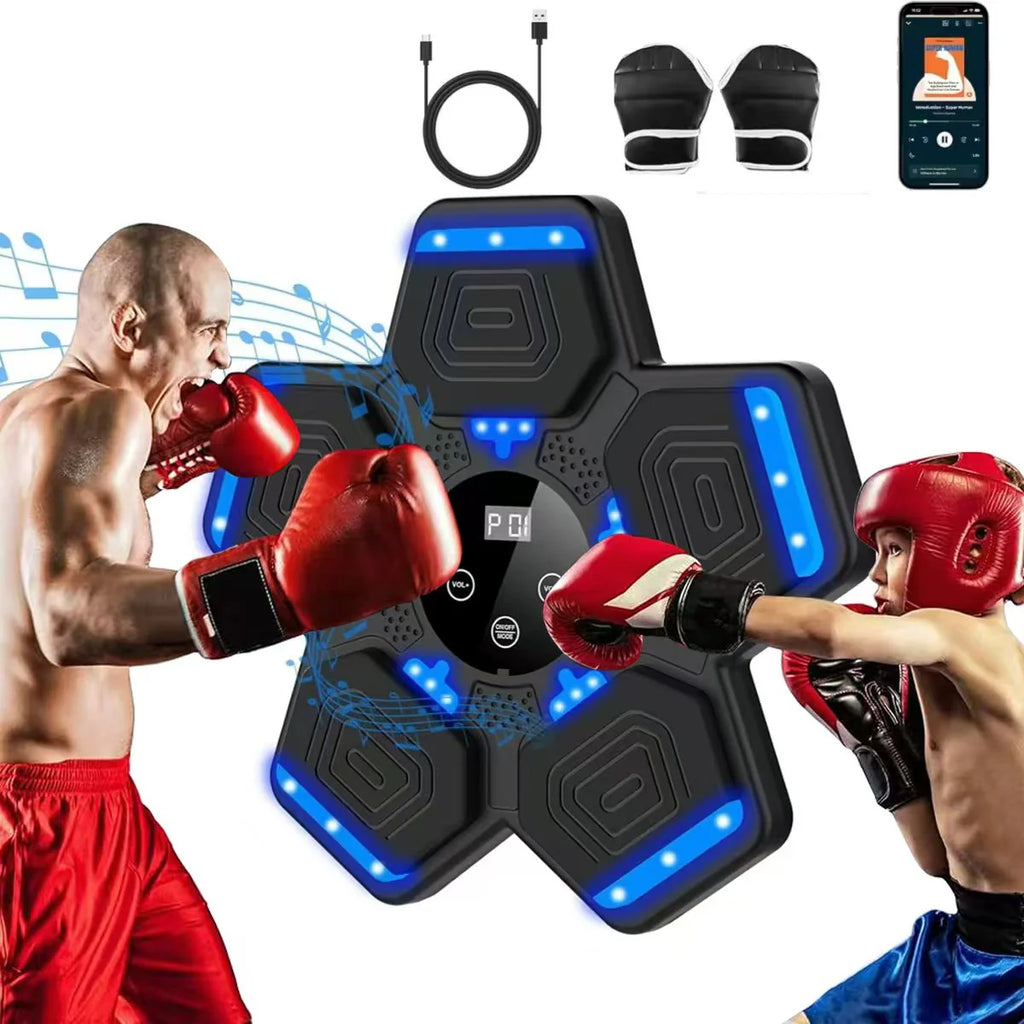 Smart Bluetooth Music Boxing Machine with Gloves – Wall-Mounted LED Punching Target for Home Workouts